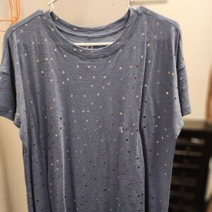 Maurices Blue Tee with Metallic Polka Dots